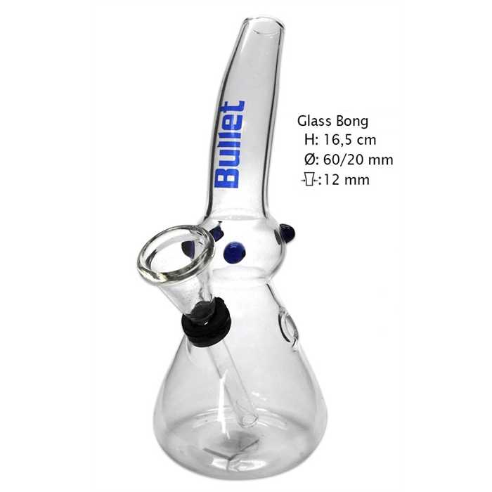 GLASS BONG WITH 4 BLUE POINT16,5CM Ø 60 & 20MM