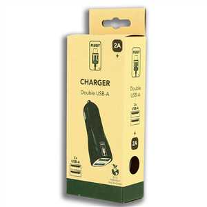 PLUGIT CAR CHARGER 2 USB-A -  BLACK COLOR 5V/2A