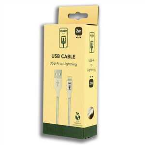 PLUGIT USB-A TO IPHONE CABLE - 2M - WHITE NYLON PLASTIC HEAD