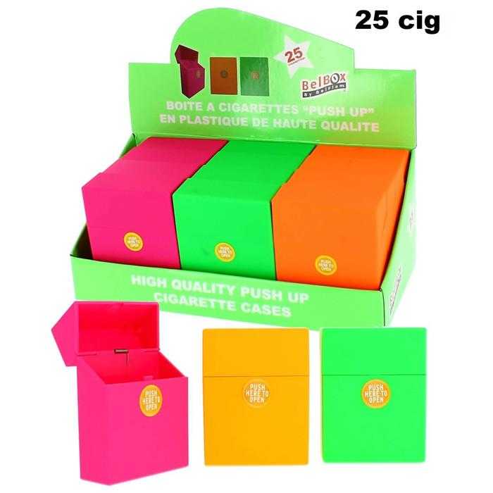 PUSH UP BOX NEON SOFT TOUCH 25' CIGARETTES (X12)