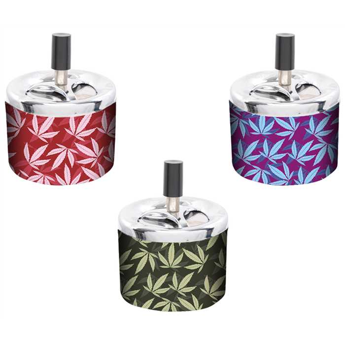 SPINNING ASHTRAY LEAF ASSORTED (X6)