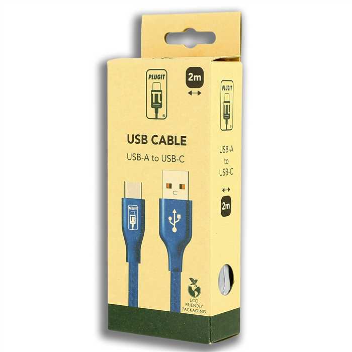 USB-A TO USB-C CABLE - NEON BLUE