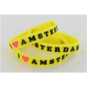 WRISTBAND YELLOW I LOVE AMSTERDAM